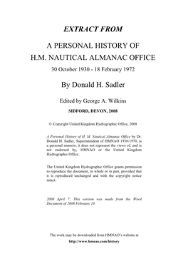 A Personal History of H.M