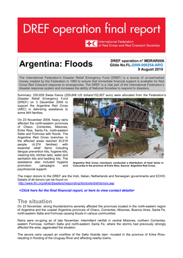 Argentina: Floods Glide No.FL-2009-000254-ARG 9 August 2010