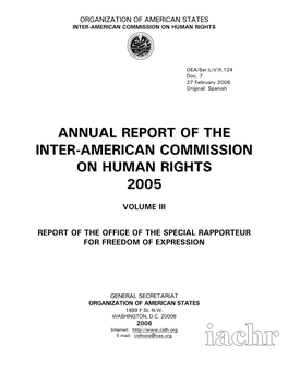 Annual Report, the Office of the Special Rapporteur for Freedom