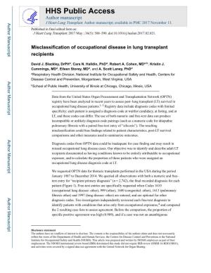 Misclassification of Occupational Disease in Lung Transplant Recipients