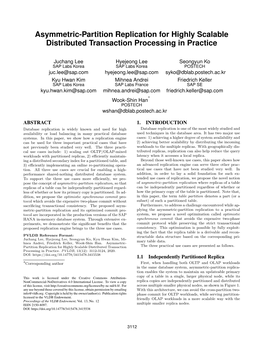 Asymmetric-Partition Replication for Highly Scalable Distributed Transaction Processing in Practice