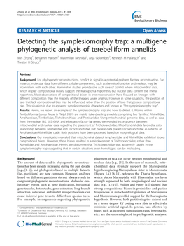 A Multigene Phylogenetic Analysis of Terebelliform Annelids