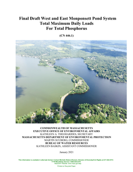 Final Draft West and East Monponsett Pond System Total Maximum Daily Loads for Total Phosphorus