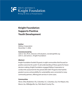 Knight Foundation Supports Positive Youth Development