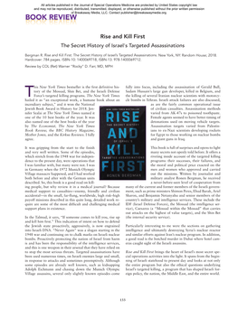 Rise and Kill First: the Secret History of Israel's Targeted Assassinations