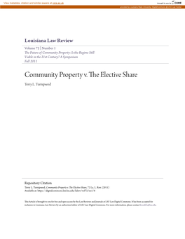 Community Property V. the Elective Share, 72 La