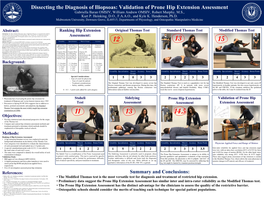 Prone Hip Extension Assessment Gabriella Baran OMSIV, William Andrew OMSIV, Robert Murphy, M.S., Kurt P
