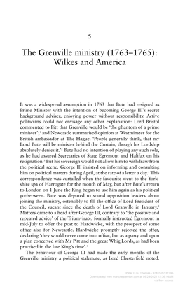 The Grenville Ministry (1763–1765): Wilkes and America
