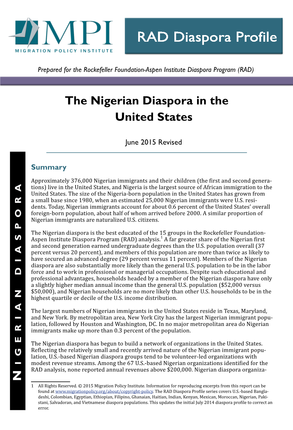 The Nigerian Diaspora in the United States