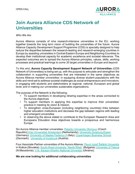 Join Aurora Alliance CDS Network of Universities