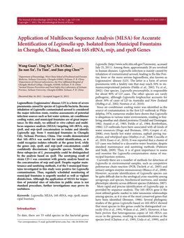 Application of Multilocus Sequence Analysis (MLSA) for Accurate Identification of Legionella Spp. Isolated from Municipal Founta