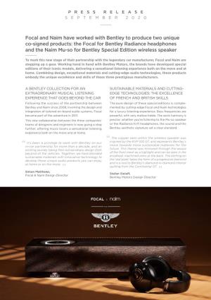 The Focal for Bentley Radiance Headphones and the Naim Mu-So for Bentley Special Edition Wireless Speaker