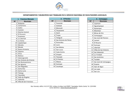 Departamentos Y Municipios Que Trabajan En El Servicio Nacional De Facilitadores Judiciales