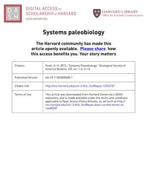 Systems Paleobiology