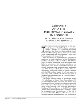 Germany and the 1948 Olympic Games in London] by Dr