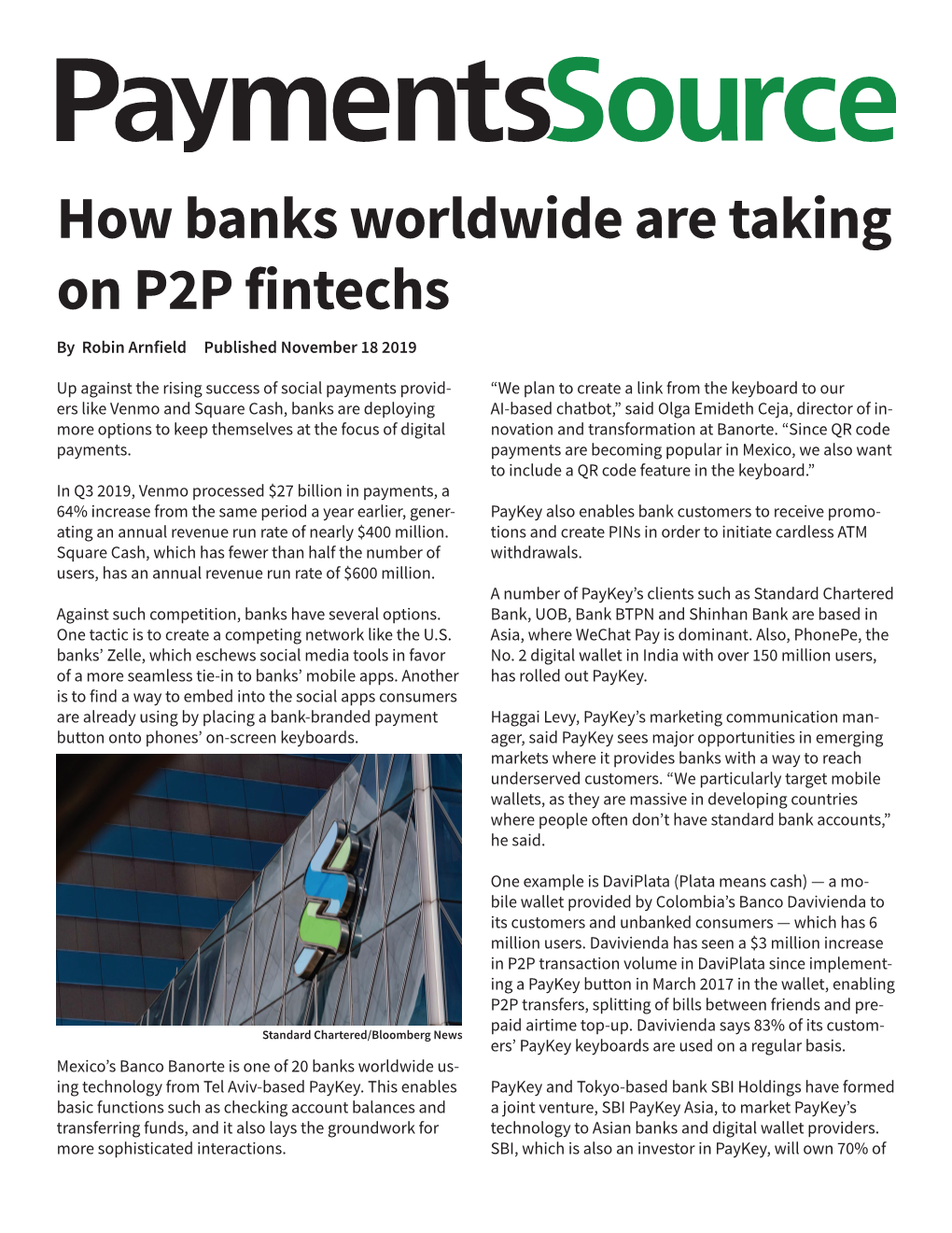 How Banks Worldwide Are Taking on P2P Fintechs by Robin Arnfield Published November 18 2019