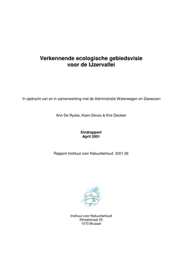 Verkennende Ecologische Gebiedsvisie Voor De Ijzervallei