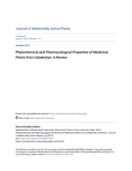 Phytochemical and Pharmacological Properties of Medicinal Plants from Uzbekistan: a Review