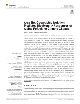 Area Not Geographic Isolation Mediates Biodiversity Responses of Alpine Refugia to Climate Change
