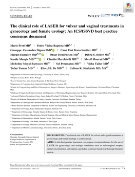 The Clinical Role of LASER for Vulvar and Vaginal Treatments in Gynecology and Female Urology: an ICS/ISSVD Best Practice Consensus Document