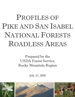 Profiles of Pike and San Isabel National Forests Roadless Areas