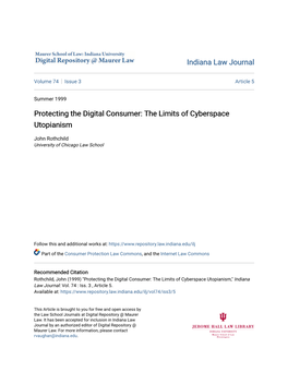 Protecting the Digital Consumer: the Limits of Cyberspace Utopianism