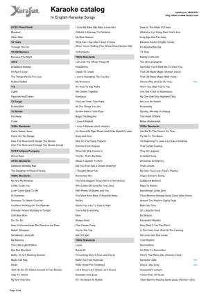 Karaoke Song List Catalog