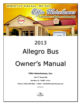 Allegro Bus Owner's Manual
