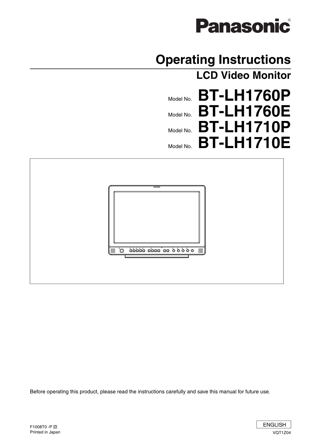 Panasonic BT-LH1710 Operating Instructions