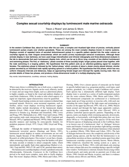 Complex Sexual Courtship Displays by Luminescent Male Marine Ostracods