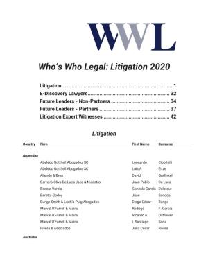 Who's Who Legal: Litigation 2020