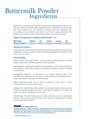 Buttermilk Powder Ingredients