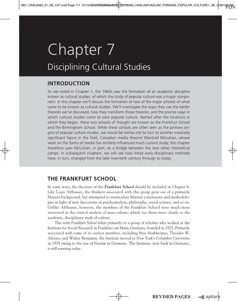 Chapter 7 Disciplining Cultural Studies