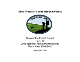 Uinta National Forest Planning Area Fiscal Year 2003-2010