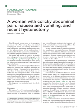 A Woman with Colicky Abdominal Pain, Nausea and Vomiting, and Recent Hysterectomy James D