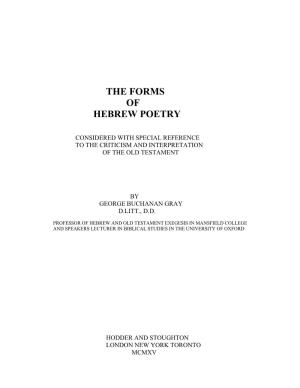 The Forms of Hebrew Poetry