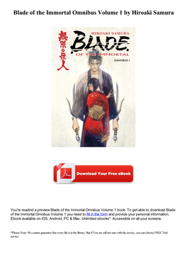 Blade of the Immortal Omnibus Volume 1 by Hiroaki Samura