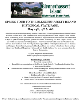 Spring Tour to the Blennerhassett Island Historical State Park