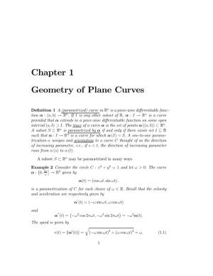 Chapter 1 Geometry of Plane Curves