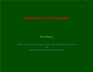 Universality in Fermi Liquids