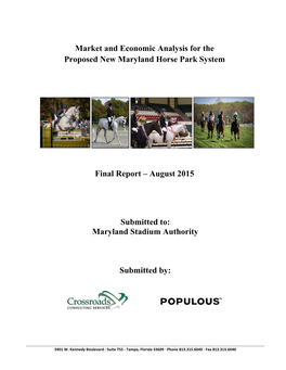 Market and Economic Analysis for the Proposed New Maryland Horse Park System