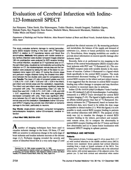 Evaluation of Cerebral Infarction with Iodine 123-Iomazenil SPECT