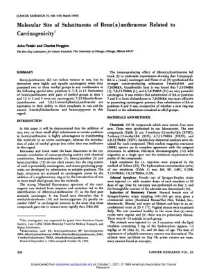 Anthracene Related to Carcinogenicity1