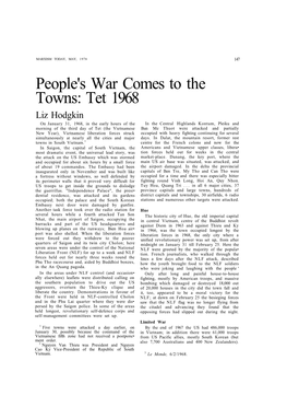 People's War Comes to the Towns: Tet 1968