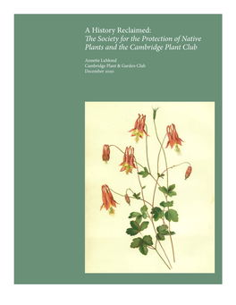 The Society for the Protection of Native Plants and the Cambridge Plant Club