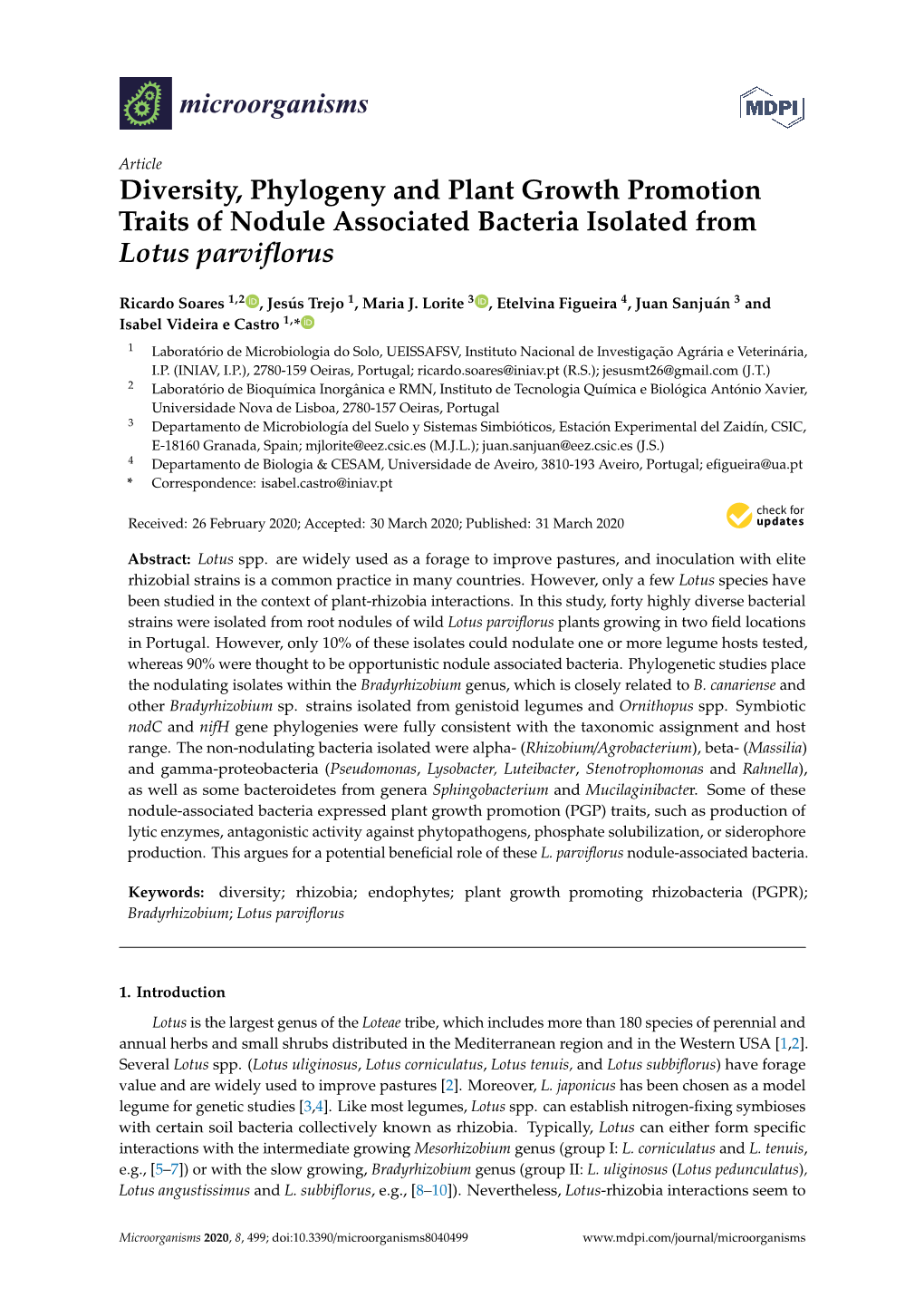 Diversity, Phylogeny and Plant Growth Promotion Traits of Nodule Associated Bacteria Isolated from Lotus Parviﬂorus