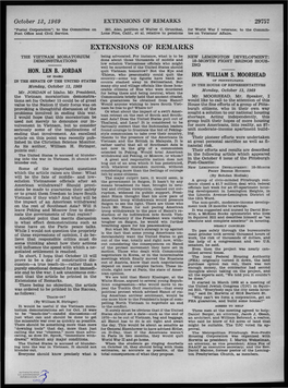 EXTENSI01N.S of REMARKS the VIETNAM MORATORIUM Being Advocated