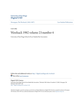 Woolsack 1982 Volume 23 Number 4 University of San Diego School of Law Student Bar Association