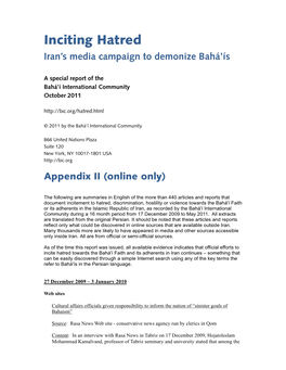 Inciting Hatred Iran’S Media Campaign to Demonize Bahá’Ís