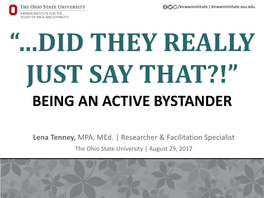 Being an Active Bystander